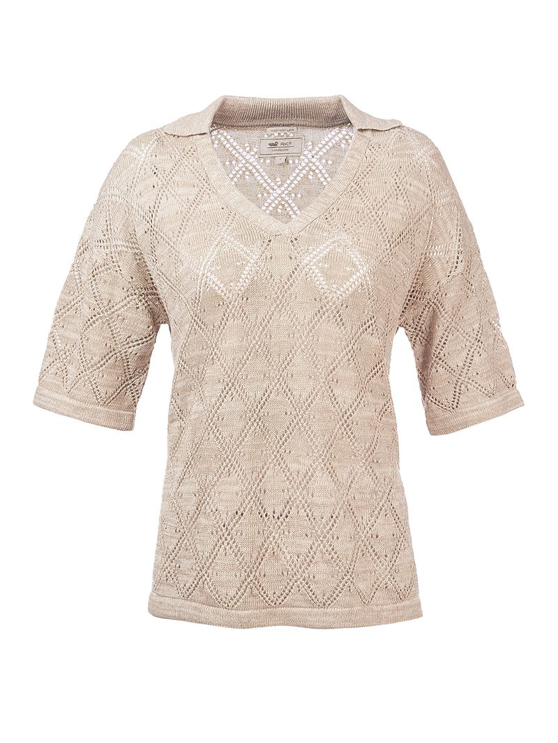 Polera Algodón Orgánico Mujer Caicos Beige Rockford