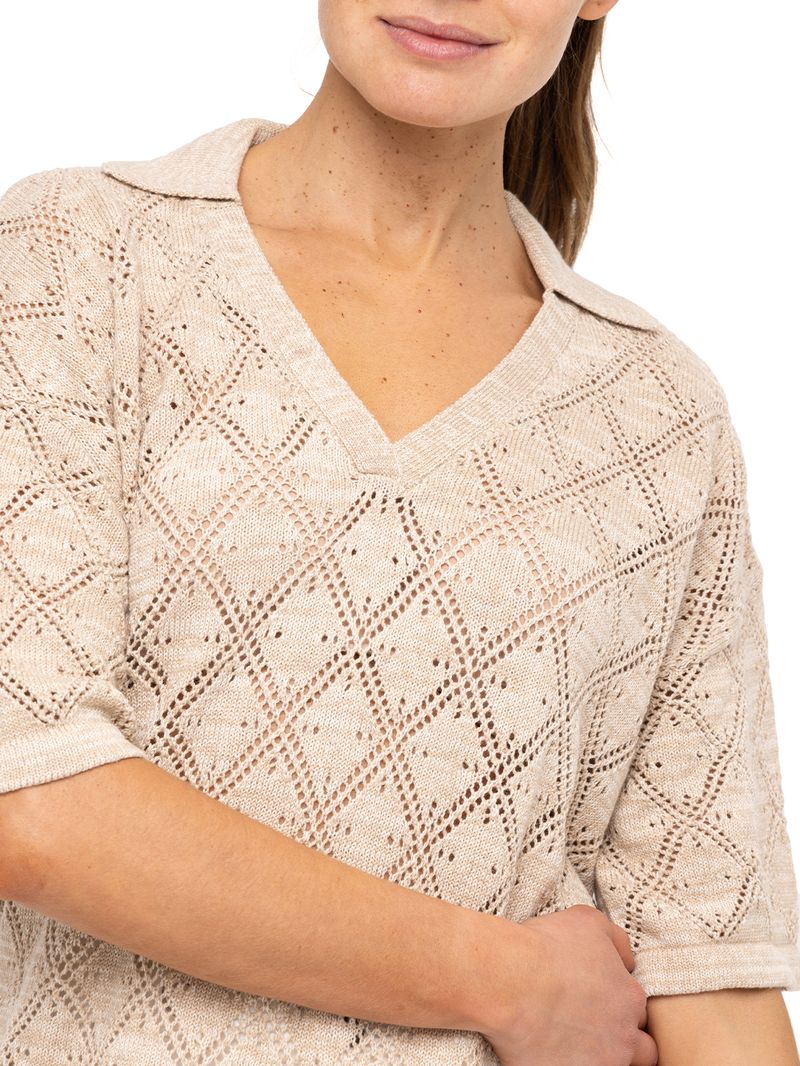 Polera Algodón Orgánico Mujer Caicos Beige Rockford