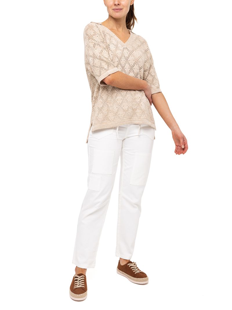 Polera Algodón Orgánico Mujer Caicos Beige Rockford