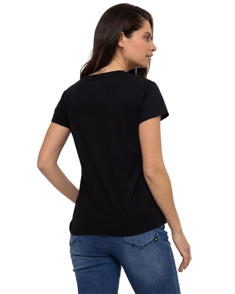 Polera Manga Corta Casual Mujer Metallic Cat Logo Tee Negro Cat