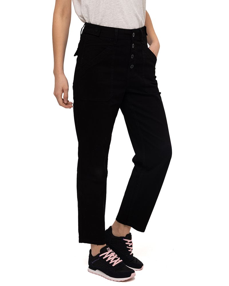 Pantalon-Casual-Mujer-OPERATION-FREEZE-BUTTON-FLY-SLIM-BOTTOM-NEGRO-CAT