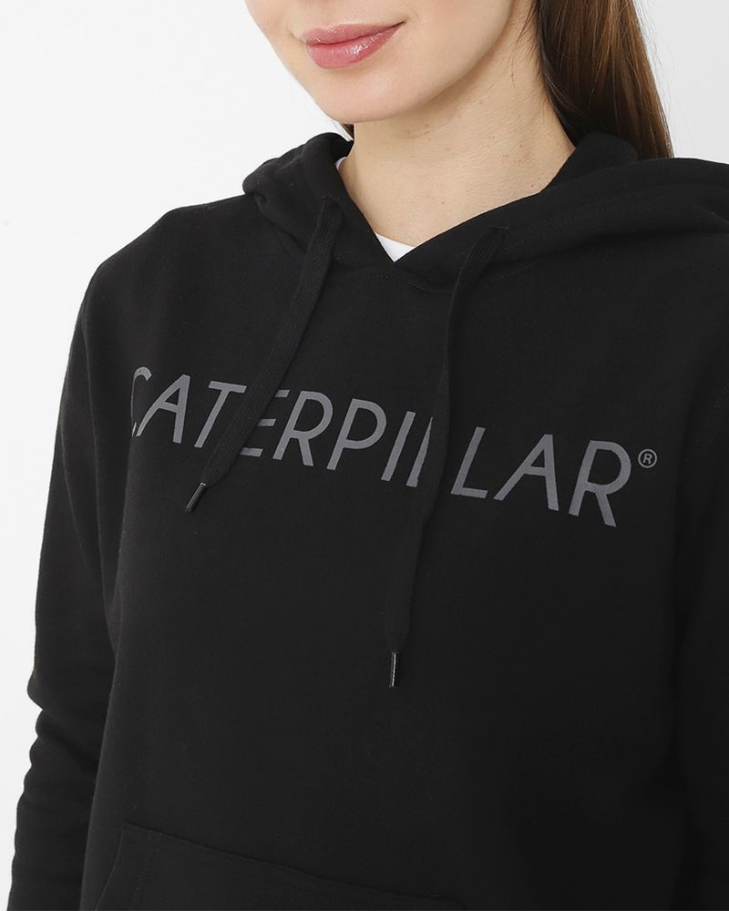 Poleron-Casual-Mujer-FLEECE-CATERPILLAR-PULLOVER-HOODIE-NEGRO-CAT