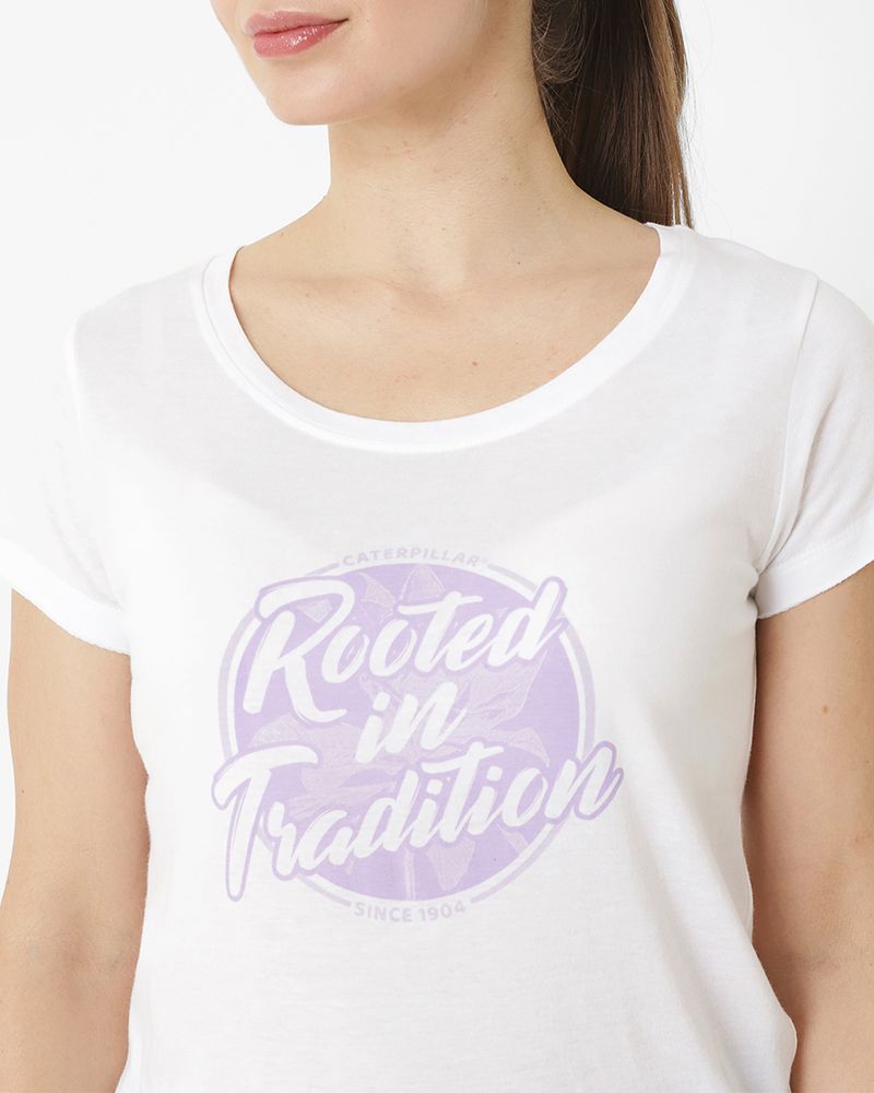 Polera-Manga-Corta-Casual-Mujer-ROOTED-IN-TRADITION-TEE-BLANCO-CAT