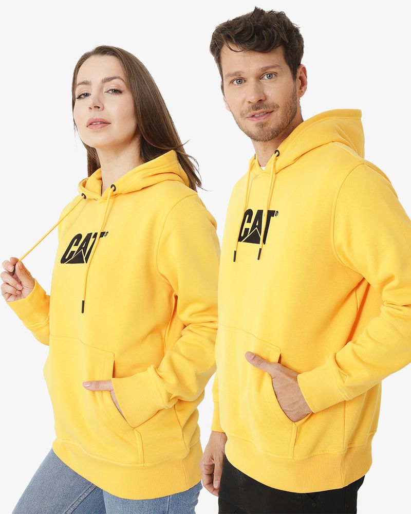 Poleron-Casual-Unisex-FLEECE-CAT-LOGO-PULLOVER-HOODIE-AMARILLO-CAT