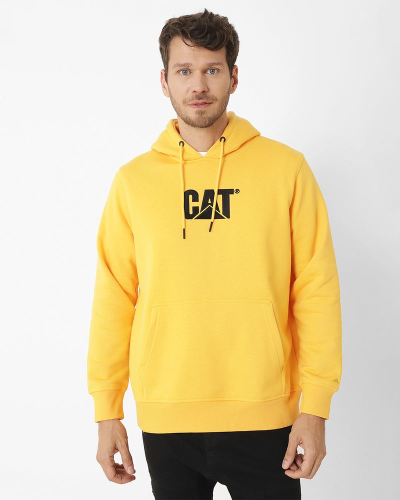 Poleron-Casual-Unisex-FLEECE-CAT-LOGO-PULLOVER-HOODIE-AMARILLO-CAT