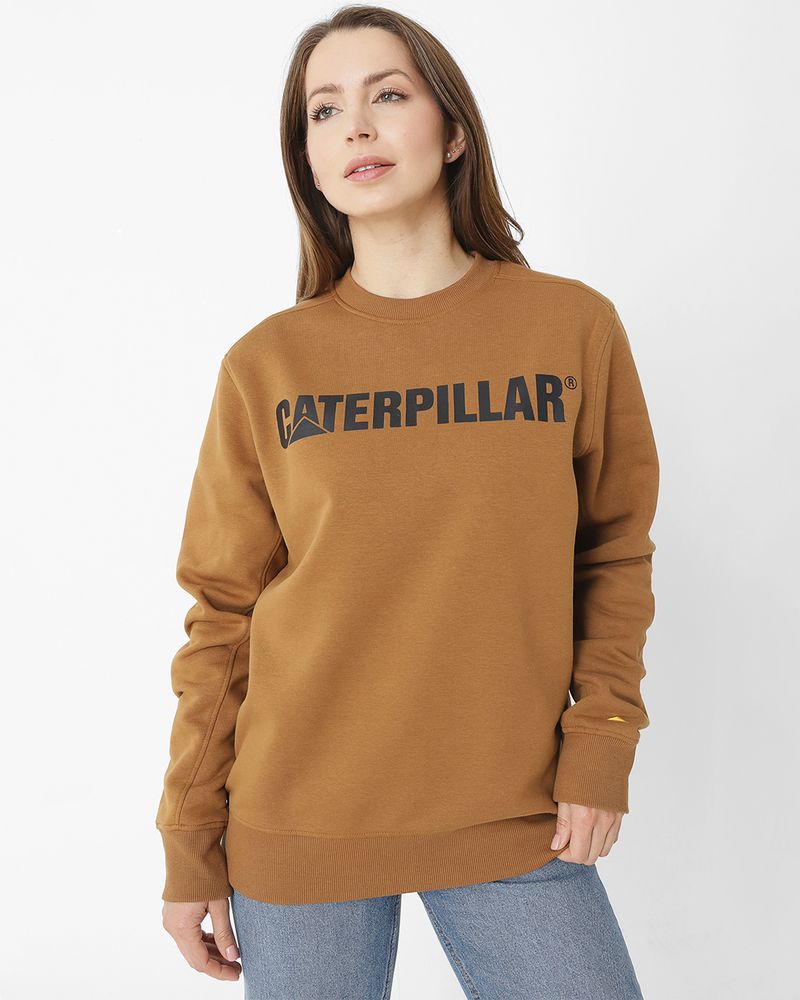Poleron-Casual-Unisex-CATERPILLAR-LOGO-CREWNECK-SWEATSHIRT-CAFE-CAT