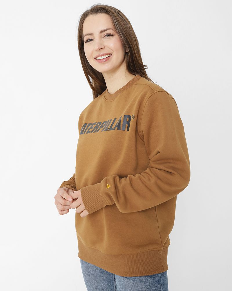 Poleron-Casual-Unisex-CATERPILLAR-LOGO-CREWNECK-SWEATSHIRT-CAFE-CAT