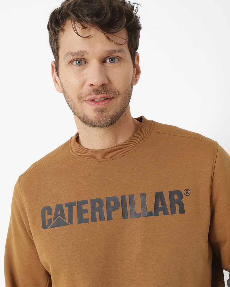 Poleron-Casual-Unisex-CATERPILLAR-LOGO-CREWNECK-SWEATSHIRT-CAFE-CAT