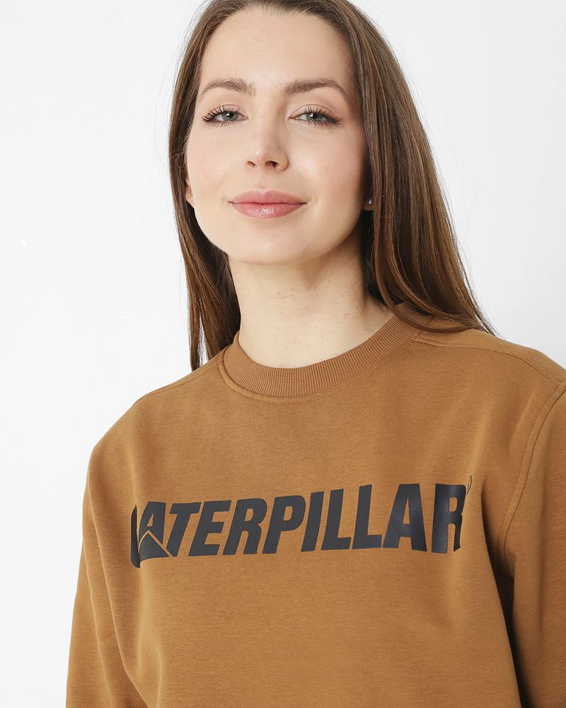 Poleron-Casual-Unisex-CATERPILLAR-LOGO-CREWNECK-SWEATSHIRT-CAFE-CAT