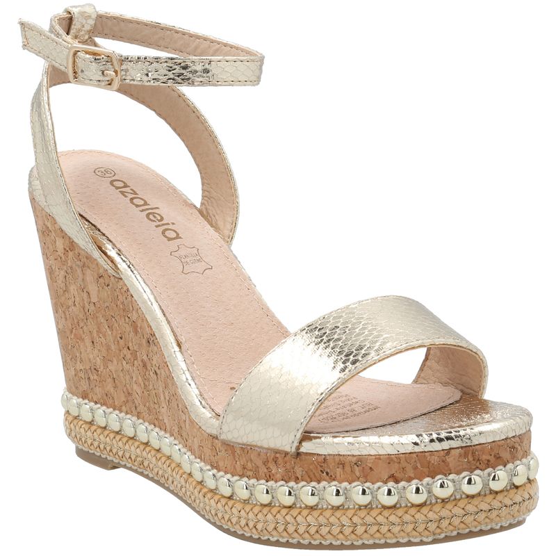 Sandalia Mujer Jack Dorado Azaleia