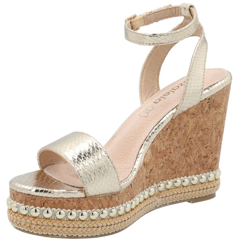 Sandalia Mujer Jack Dorado Azaleia