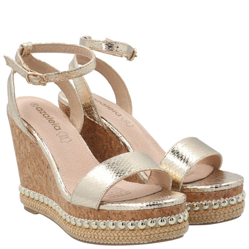 Sandalia Mujer Jack Dorado Azaleia