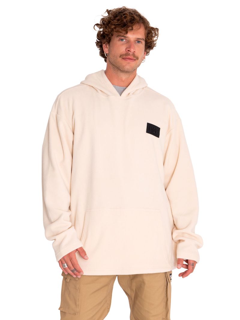 Poleron-Casual-Unisex-Microfleece-Pullover-Hoodie-Beige-Crudo-Cat