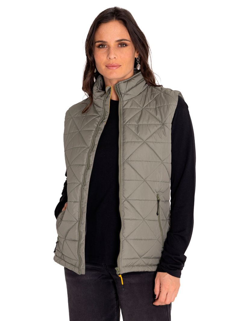 Chaqueta-Sin-Manga-Casual-Mujer-W-Mediumweight-Insulated-Triangle-Quilted-Vest-Verde-Cat