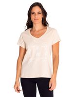 Polera-Manga-Corta-Casual-Mujer-Novelty-Graphic-V-Neck-Tee-Beige-Crudo-Cat