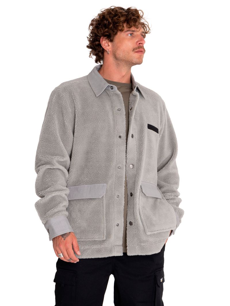 Polar-Casual-Hombre-Sherpa-Jacket-Gris-Cat