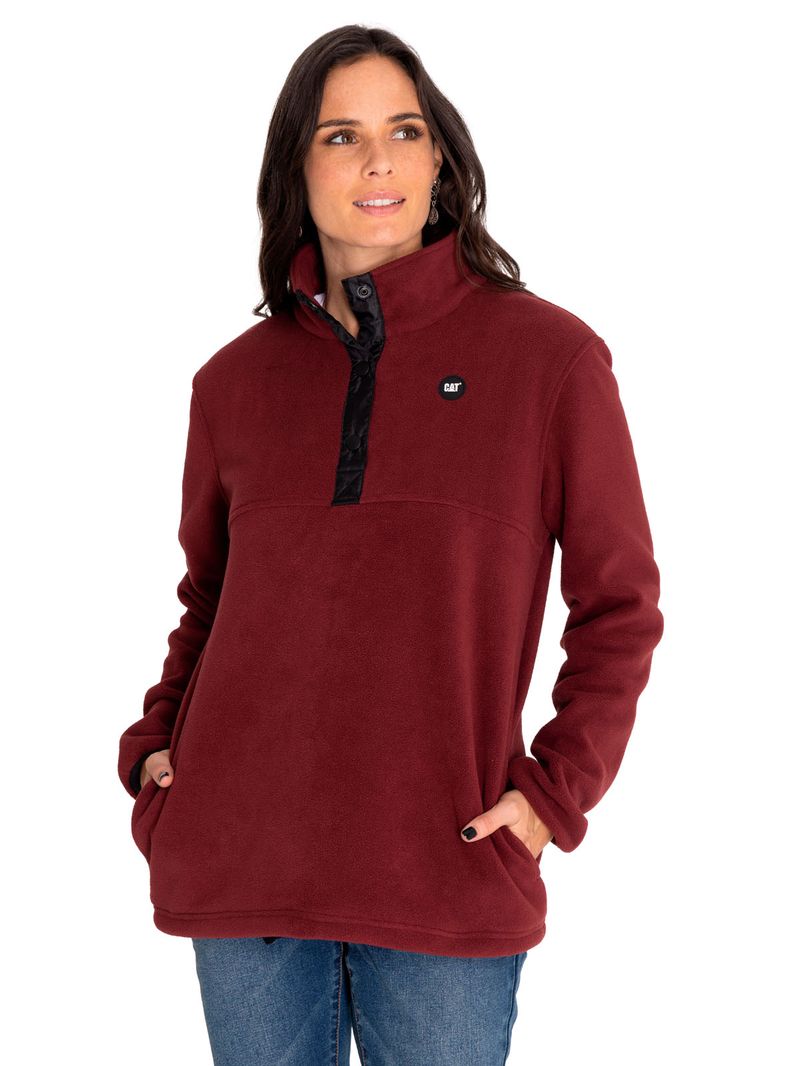 Polar-Casual-Mujer-W-Polar-Fleece-Half-Snap-Jacket-Rojo-Cat