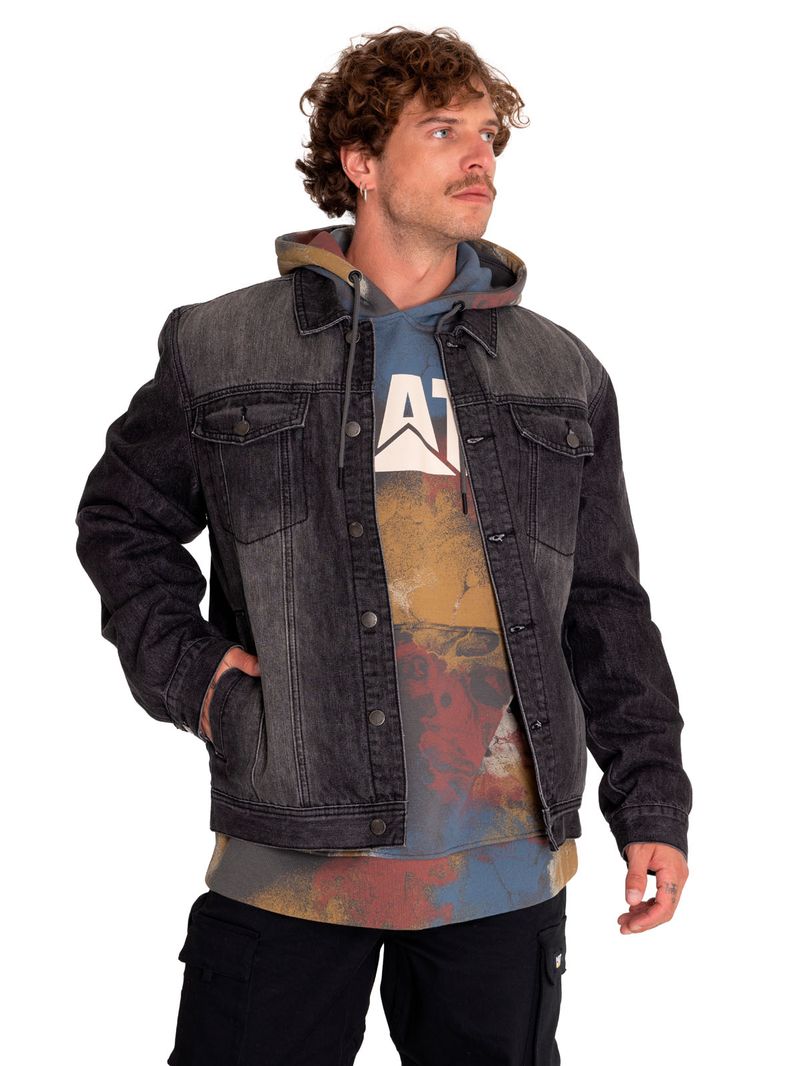 Chaqueta-Casual-Hombre-Flannel-Lined-Denim-Jacket-Gris-Cat