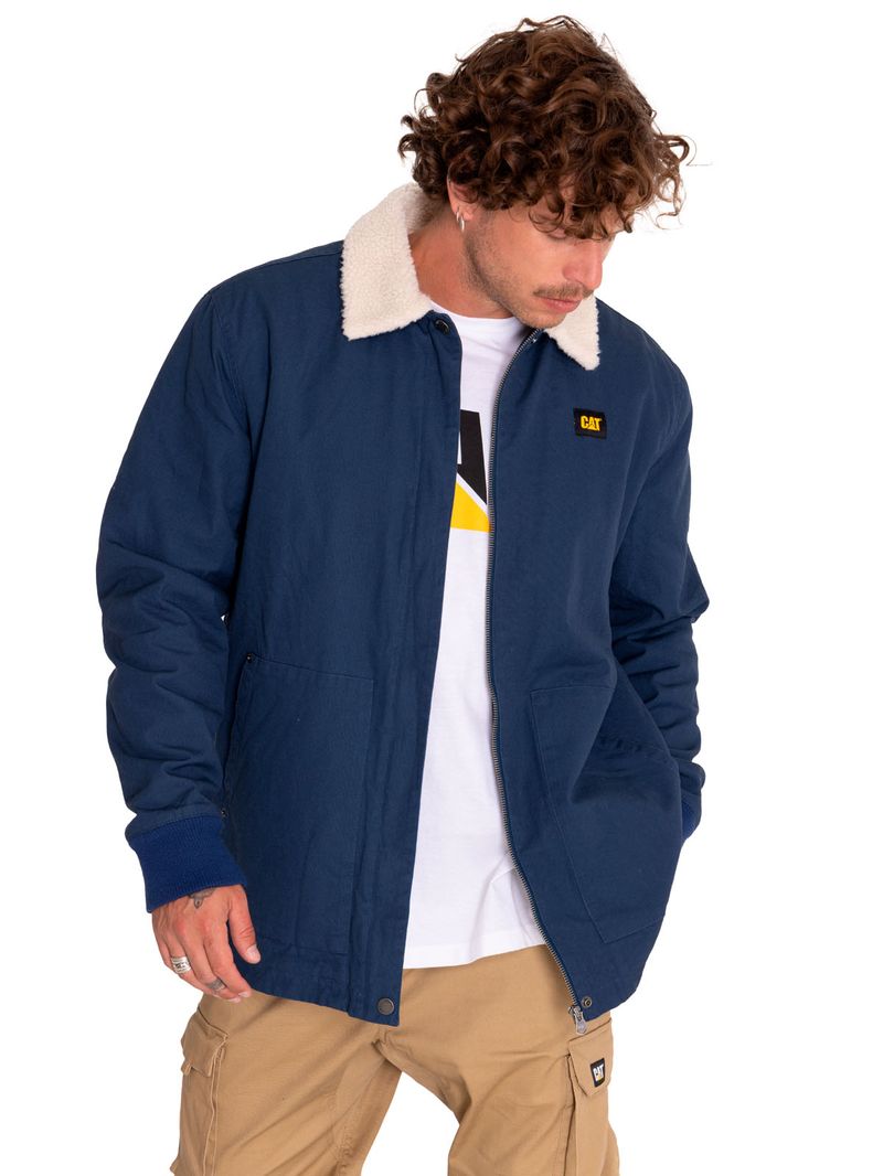 Chaqueta-Casual-Hombre-Sherpa-Lined-Chore-Jacket-Azul-Cat