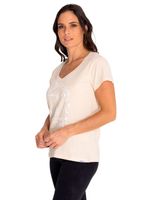 Polera-Manga-Corta-Casual-Mujer-Novelty-Graphic-V-Neck-Tee-Beige-Crudo-Cat