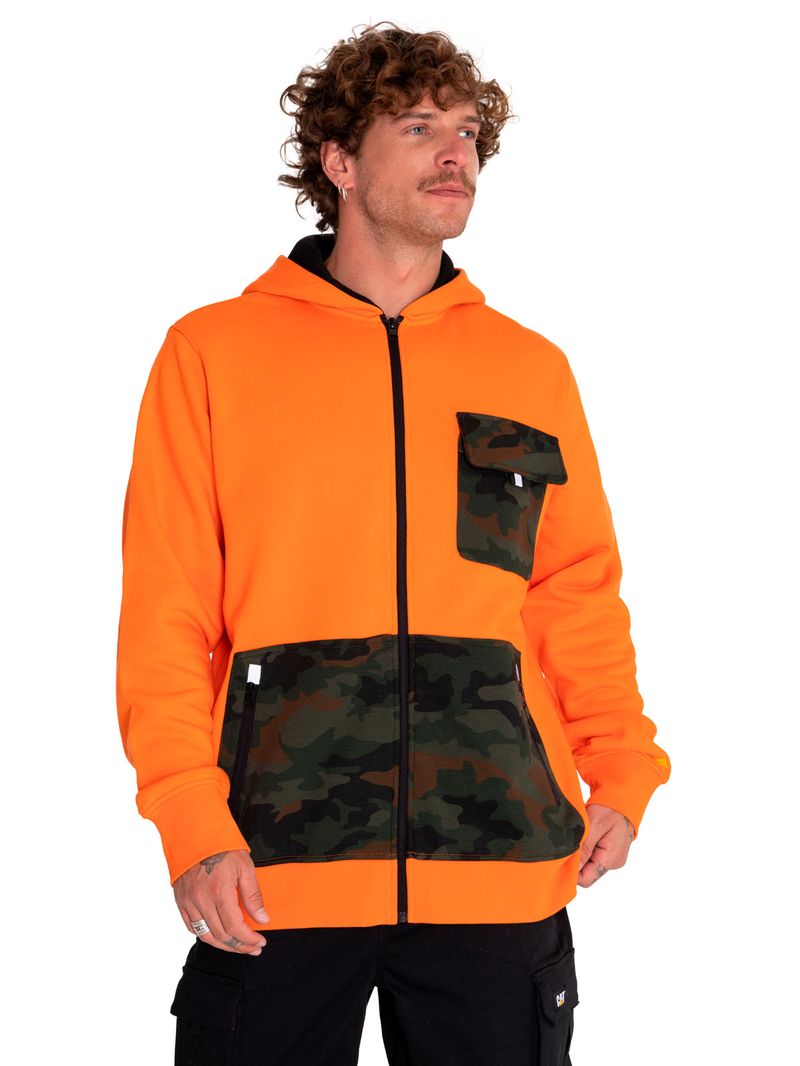 Poleron-Casual-Hombre-Utility-Hood-Banner-Full-Zip-Sweatshirt-Rojo-Cat