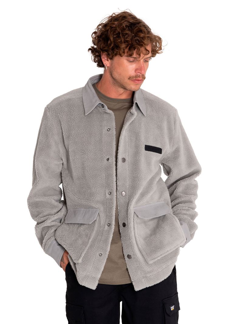 Polar-Casual-Hombre-Sherpa-Jacket-Gris-Cat