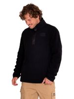 Polar-Casual-Hombre-Polar-Fleece-Half-Snap-Jacket-Negro-Cat