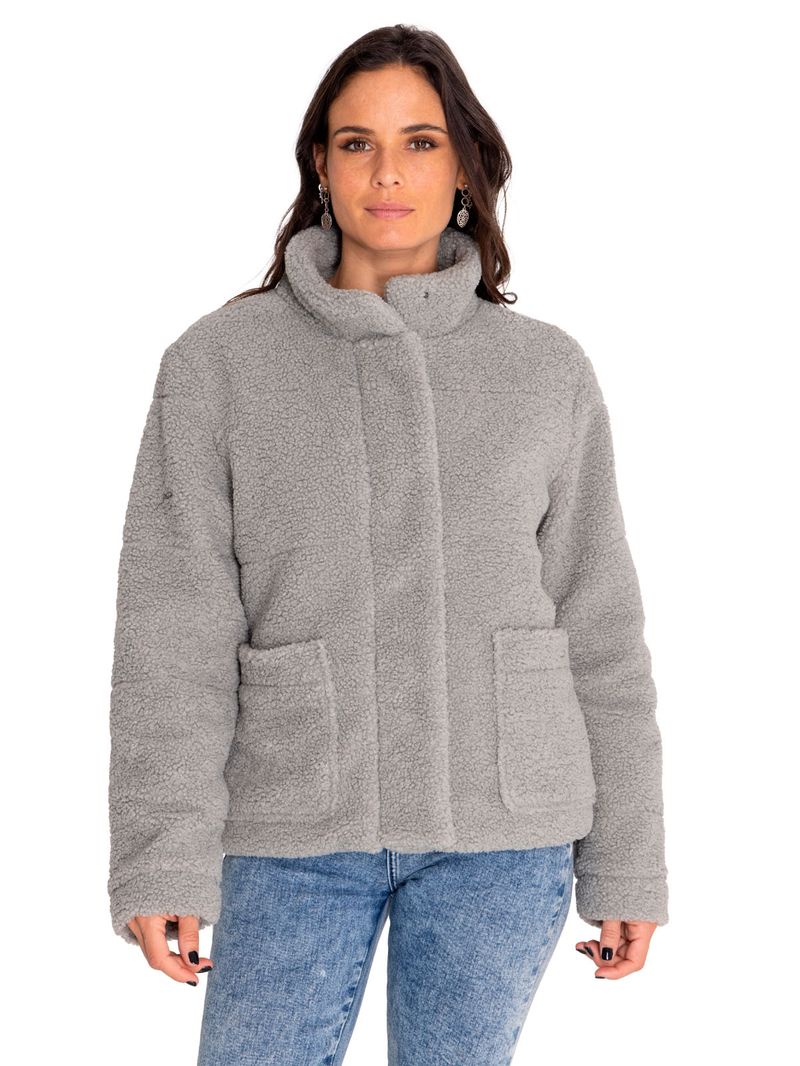 Polar-Casual-Mujer-Insulated-Full-Zip-Teddy-Jacket-Gris-Cat