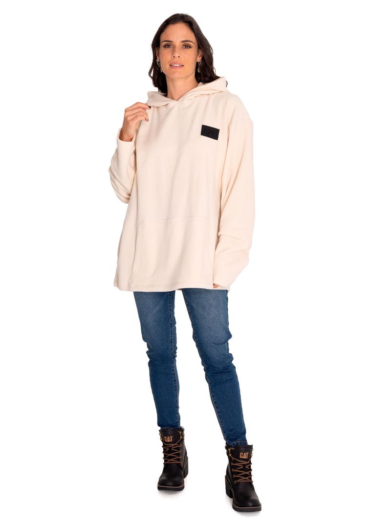 Poleron-Casual-Unisex-Microfleece-Pullover-Hoodie-Beige-Crudo-Cat