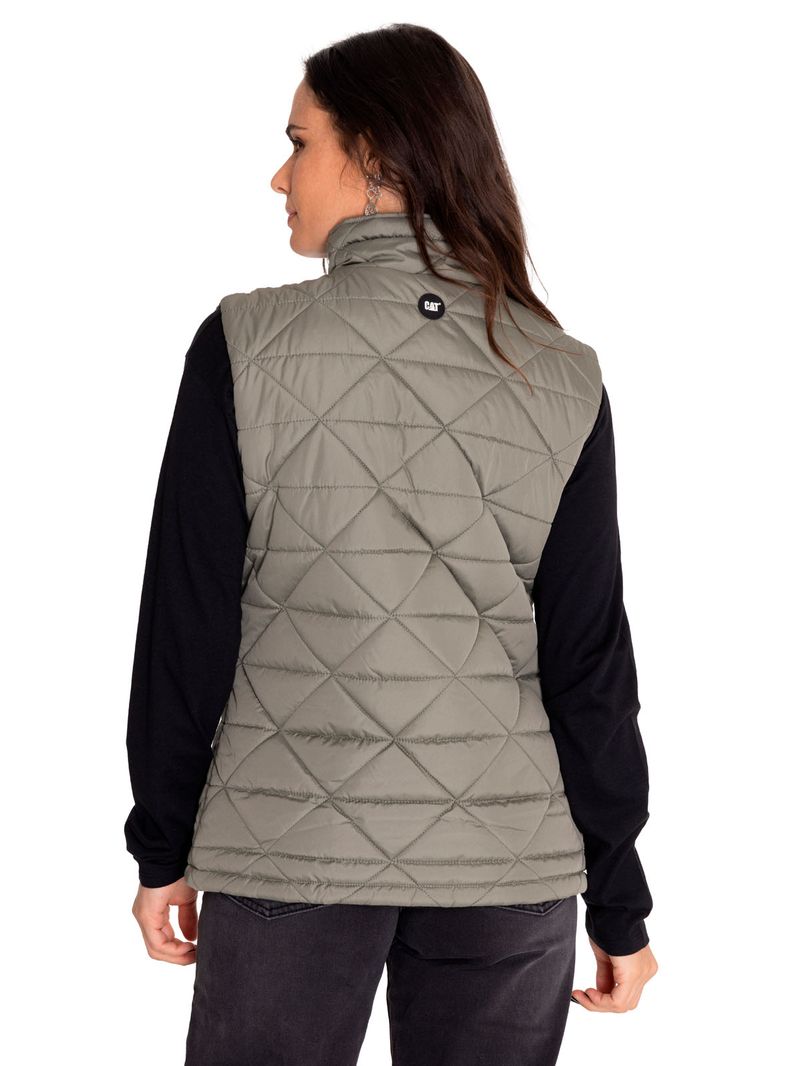 Chaqueta-Sin-Manga-Casual-Mujer-W-Mediumweight-Insulated-Triangle-Quilted-Vest-Verde-Cat