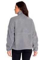 Polar-Casual-Mujer-Sherpa-Fleece-Snap-Front-Pullover-Jacket-Gris-Cat