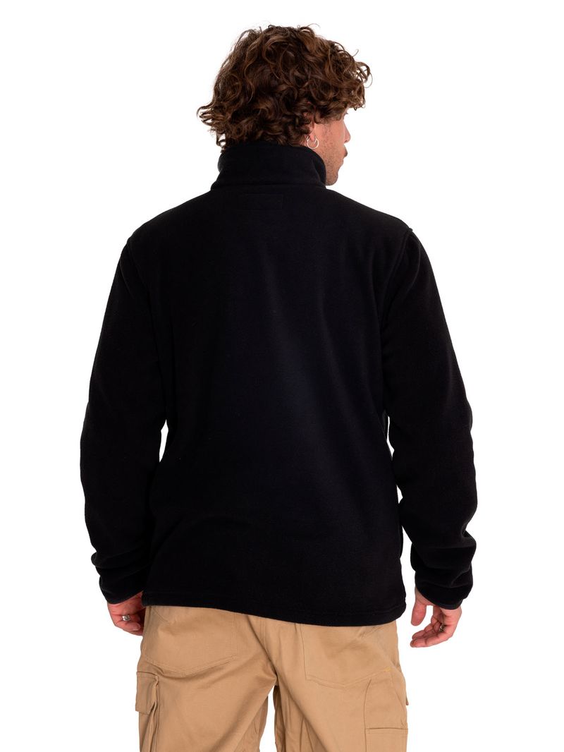 Polar-Casual-Hombre-Polar-Fleece-Half-Snap-Jacket-Negro-Cat