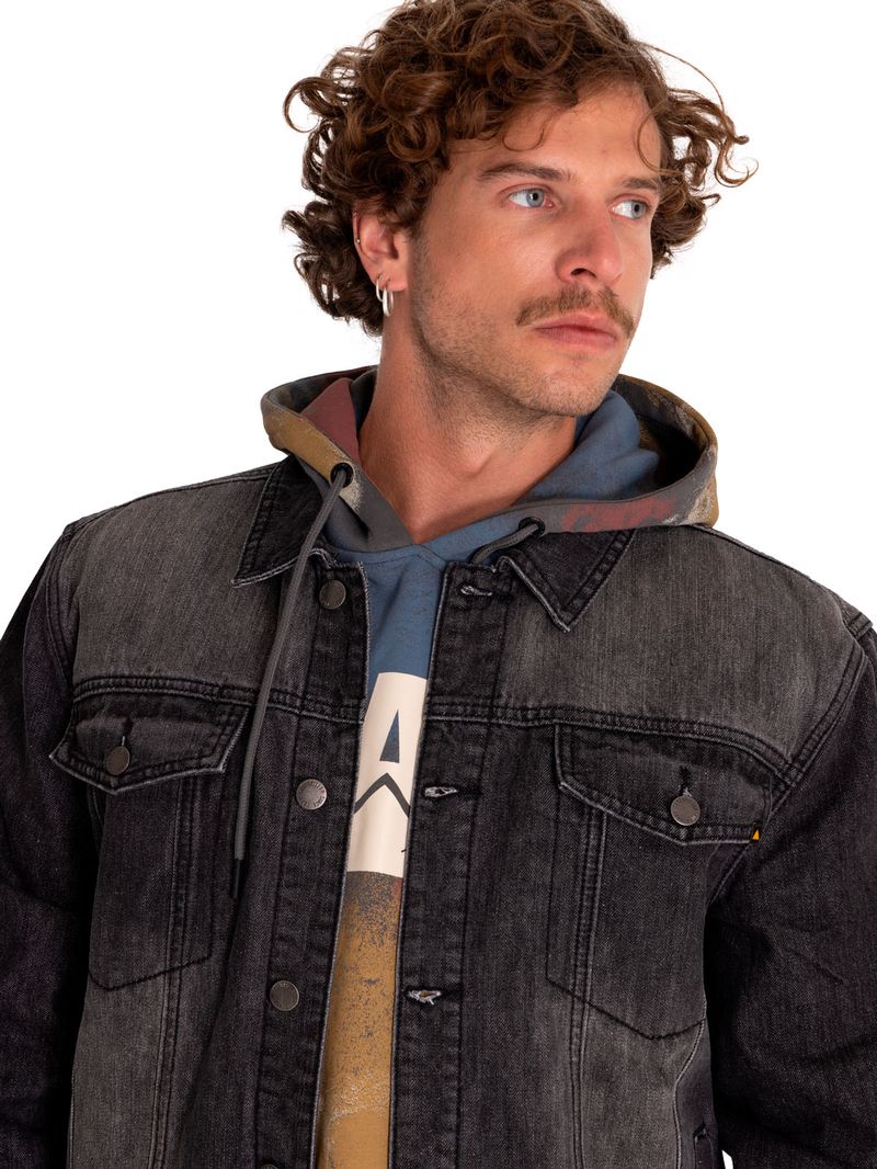 Chaqueta-Casual-Hombre-Flannel-Lined-Denim-Jacket-Gris-Cat