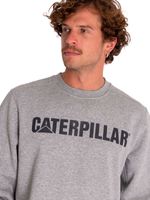 Poleron-Casual-Unisex-Caterpillar-Logo-Crewneck-Sweatshirt-Gris-Cat