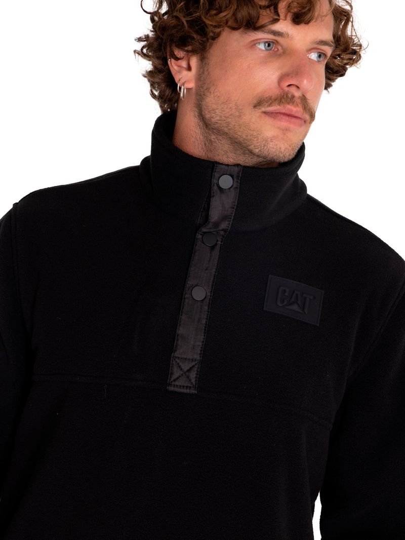 Polar-Casual-Hombre-Polar-Fleece-Half-Snap-Jacket-Negro-Cat