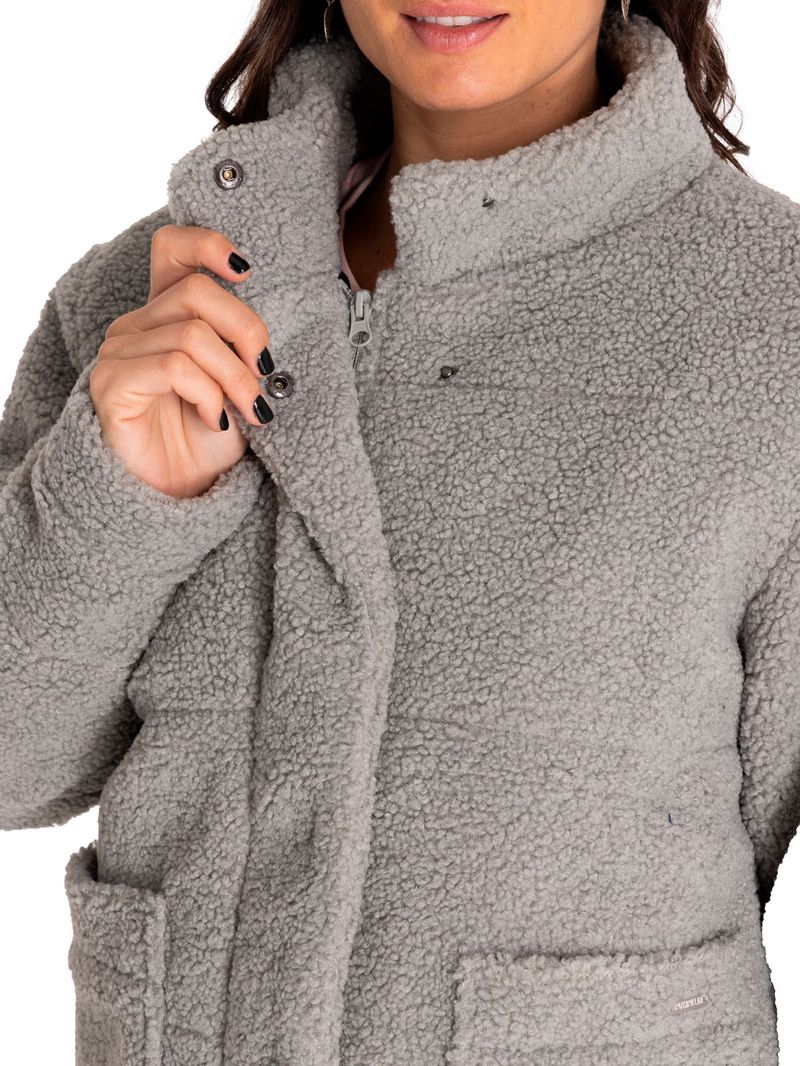 Polar-Casual-Mujer-Insulated-Full-Zip-Teddy-Jacket-Gris-Cat