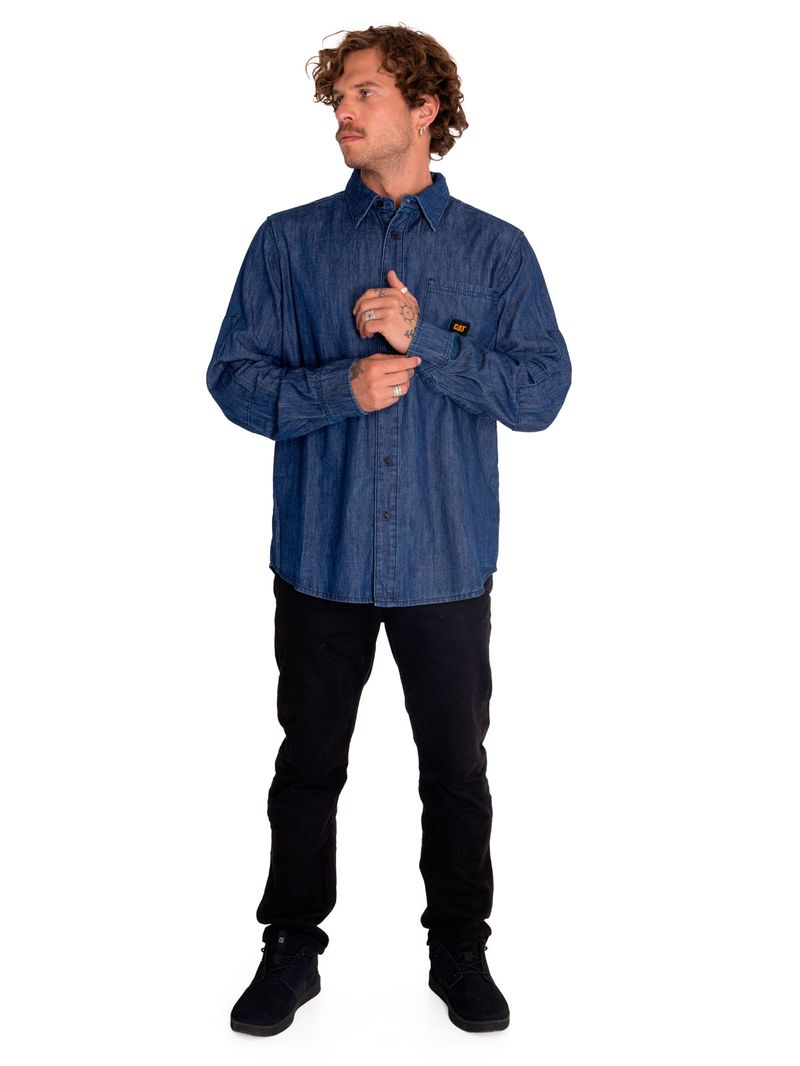 Camisa-Manga-Larga-Casual-Hombre-Denim-L-S-Shirt-Gris-Cat