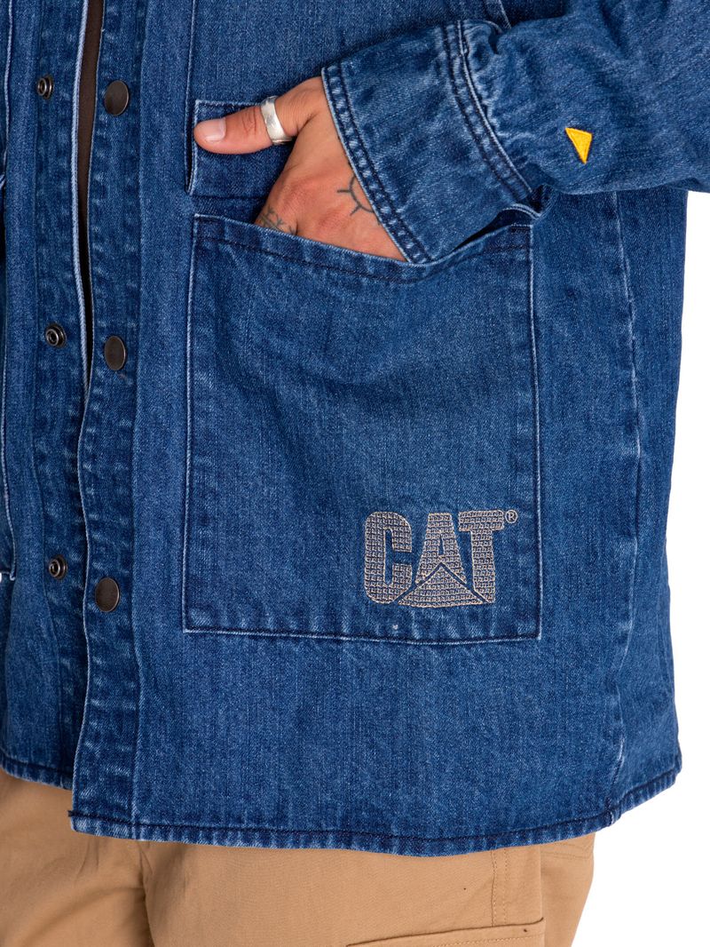 Chaqueta Casual Unisex Rigid Denim Heavy Overshirt Gris Cat