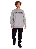 Poleron-Casual-Unisex-Caterpillar-Logo-Crewneck-Sweatshirt-Gris-Cat