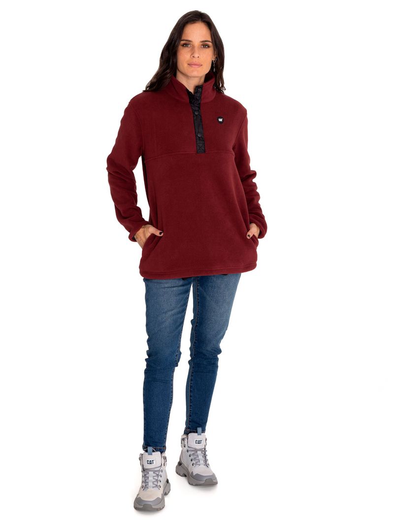 Polar Casual Mujer W Polar Fleece Half Snap Jacket Rojo Cat