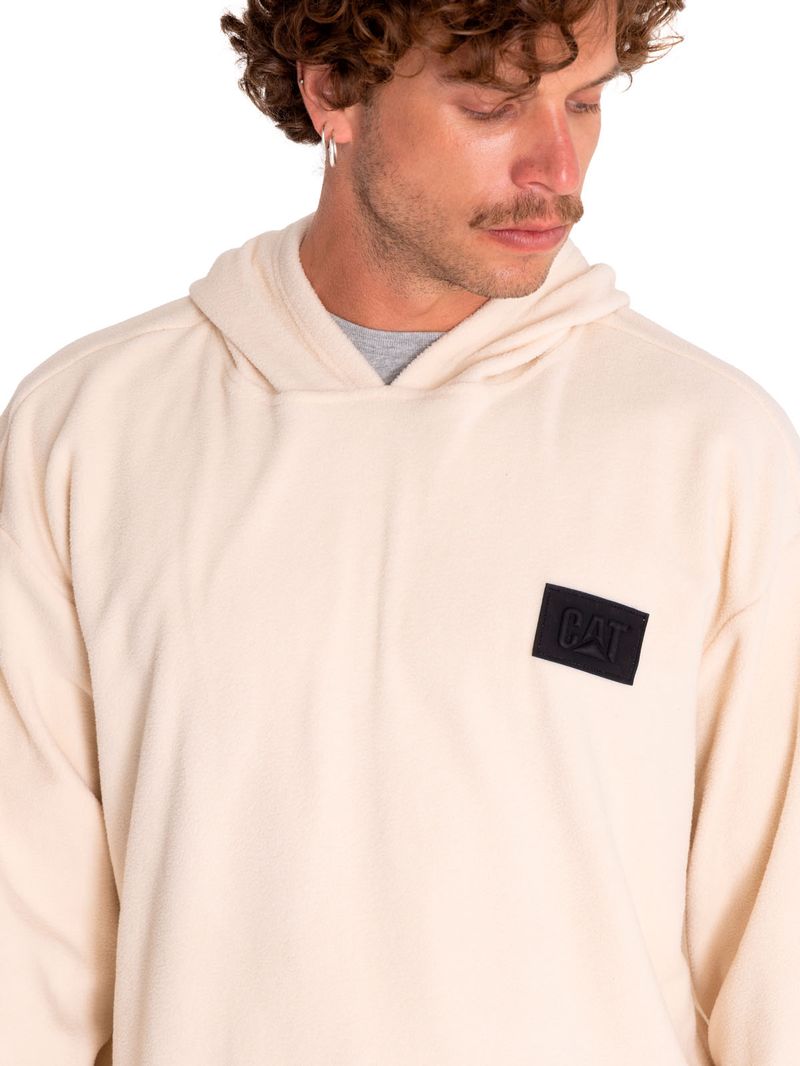 Poleron-Casual-Unisex-Microfleece-Pullover-Hoodie-Beige-Crudo-Cat