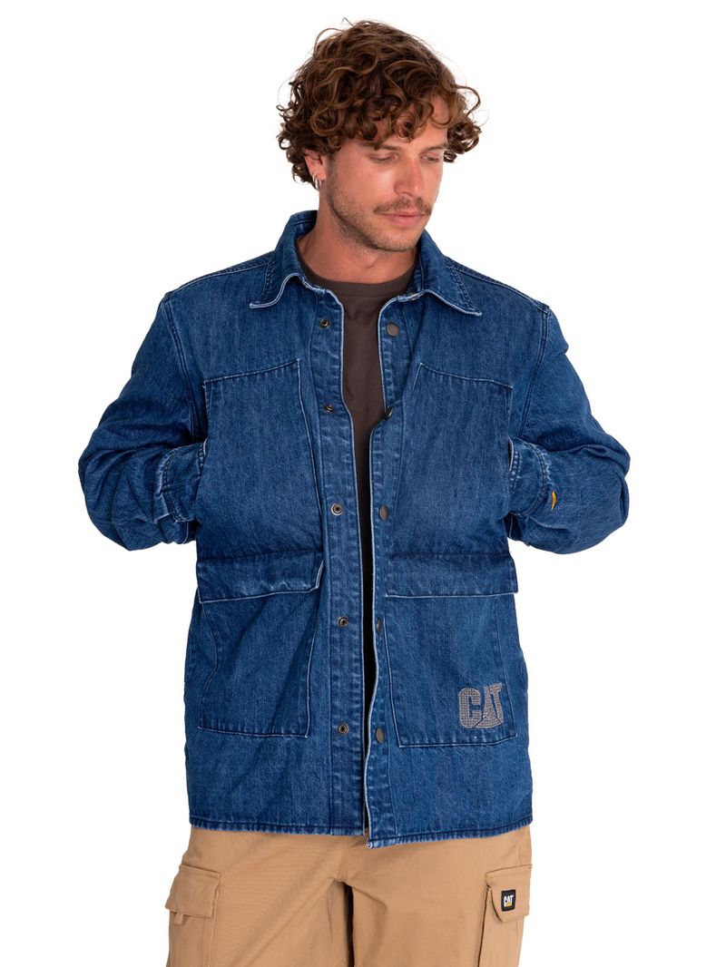 Chaqueta-Casual-Unisex-Rigid-Denim-Heavy-Overshirt-Gris-Cat