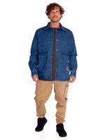 Chaqueta Casual Unisex Rigid Denim Heavy Overshirt Gris Cat