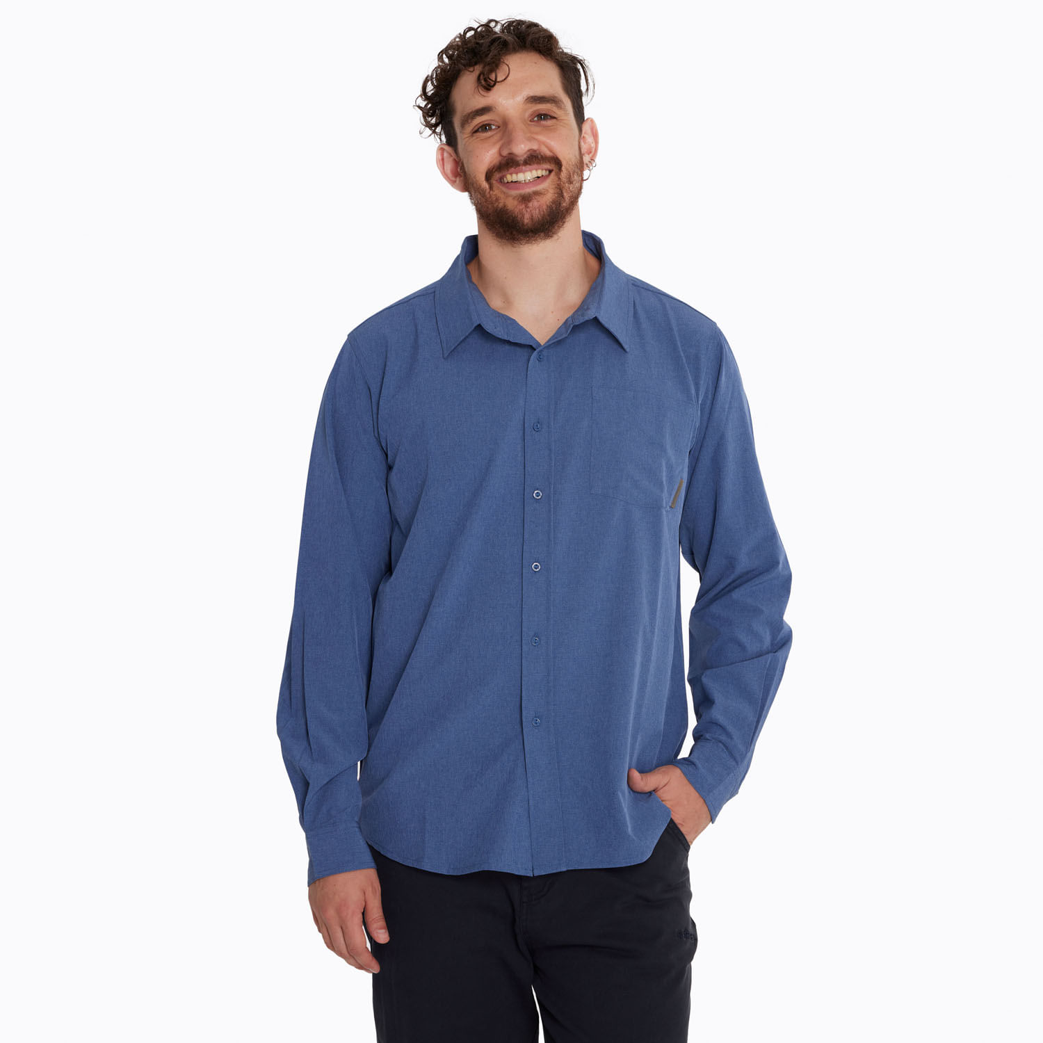 Camisa Hombre Outdoor Shirt Azul Merrell