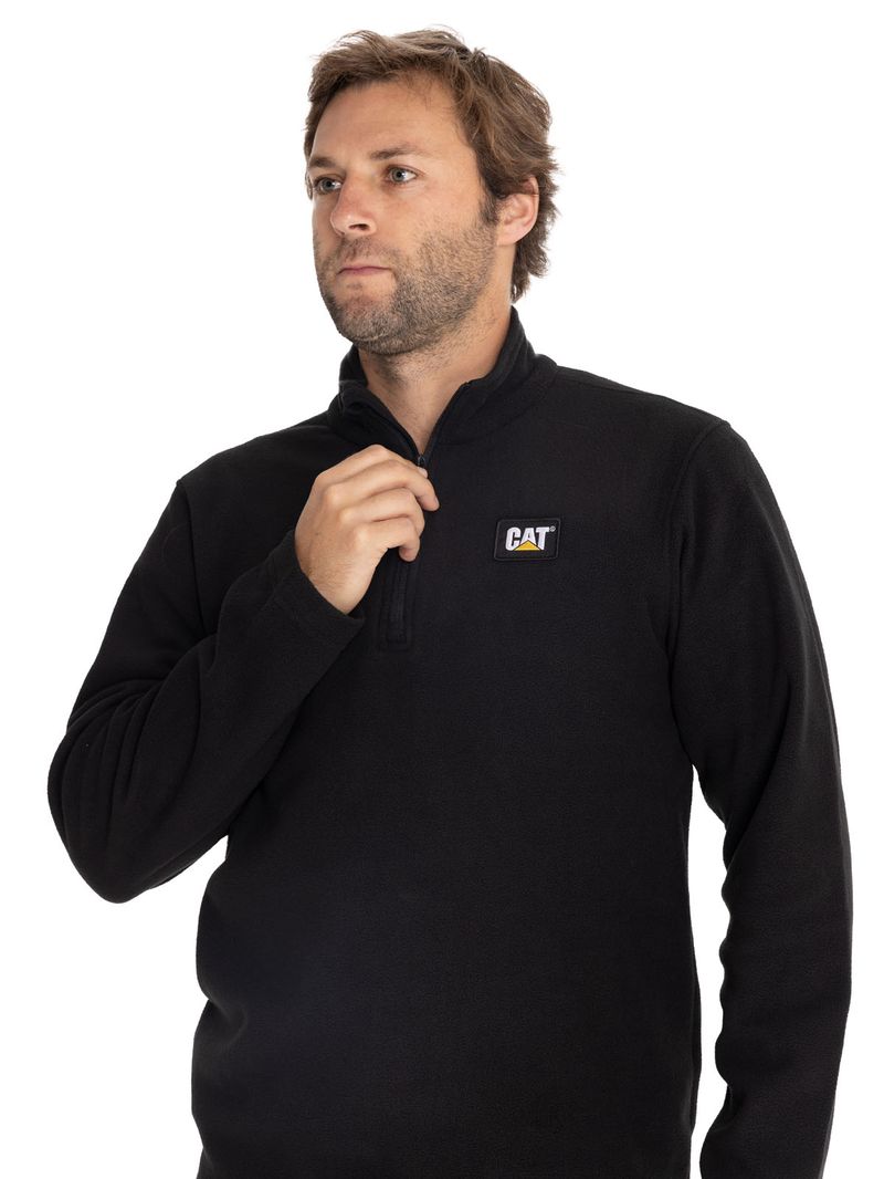 Polar-Casual-Hombre-Microfleece-Quarter-Zip-Negro-Cat