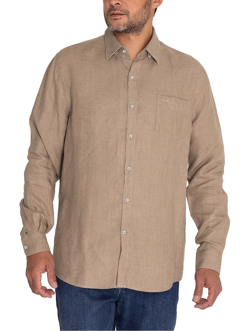 Camisa-Lino-Hombre-Linen-Beige-Crudo-Rockford