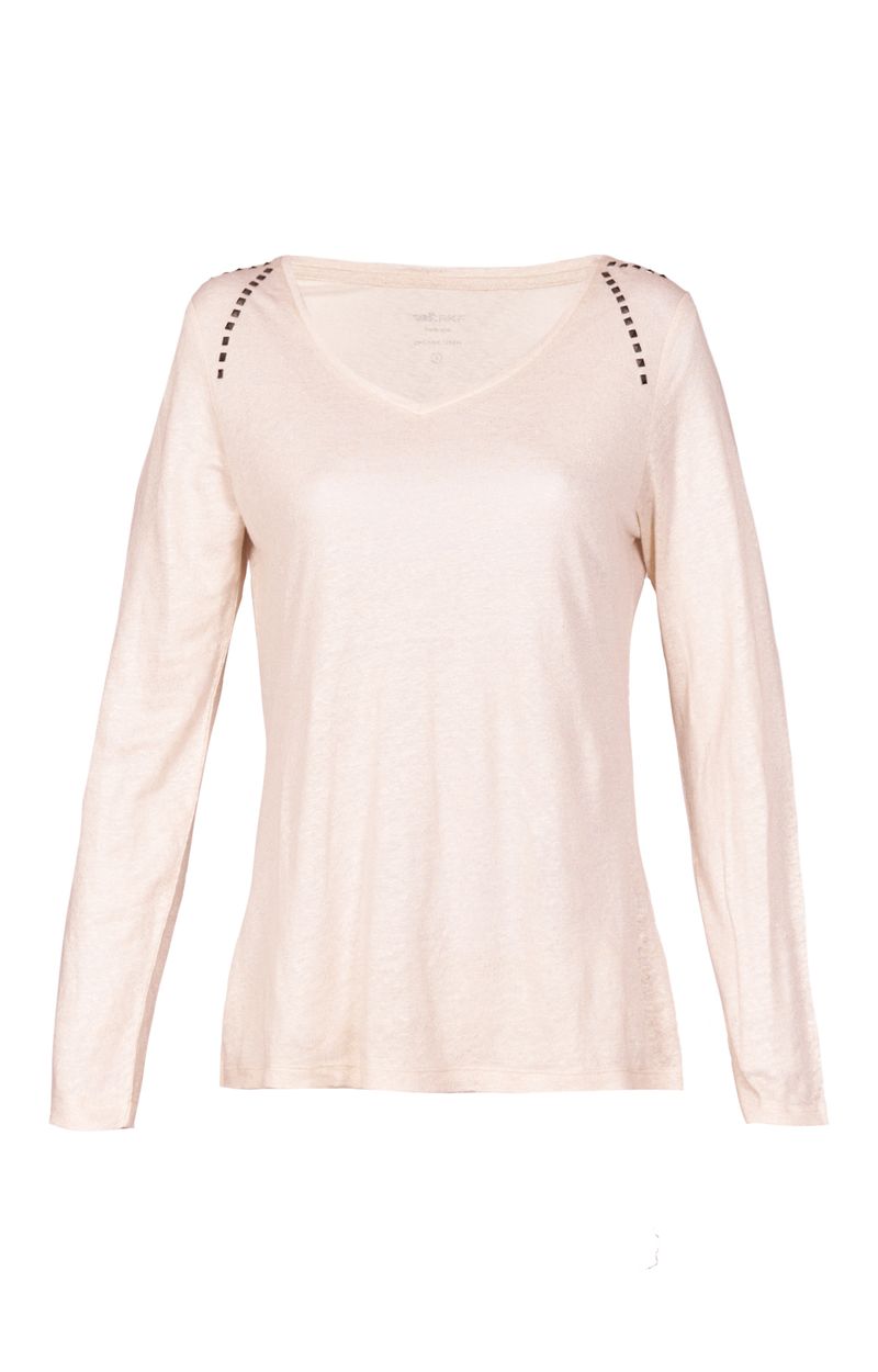 Polera Lino Orgánico Mujer Emily Blanco Rockford