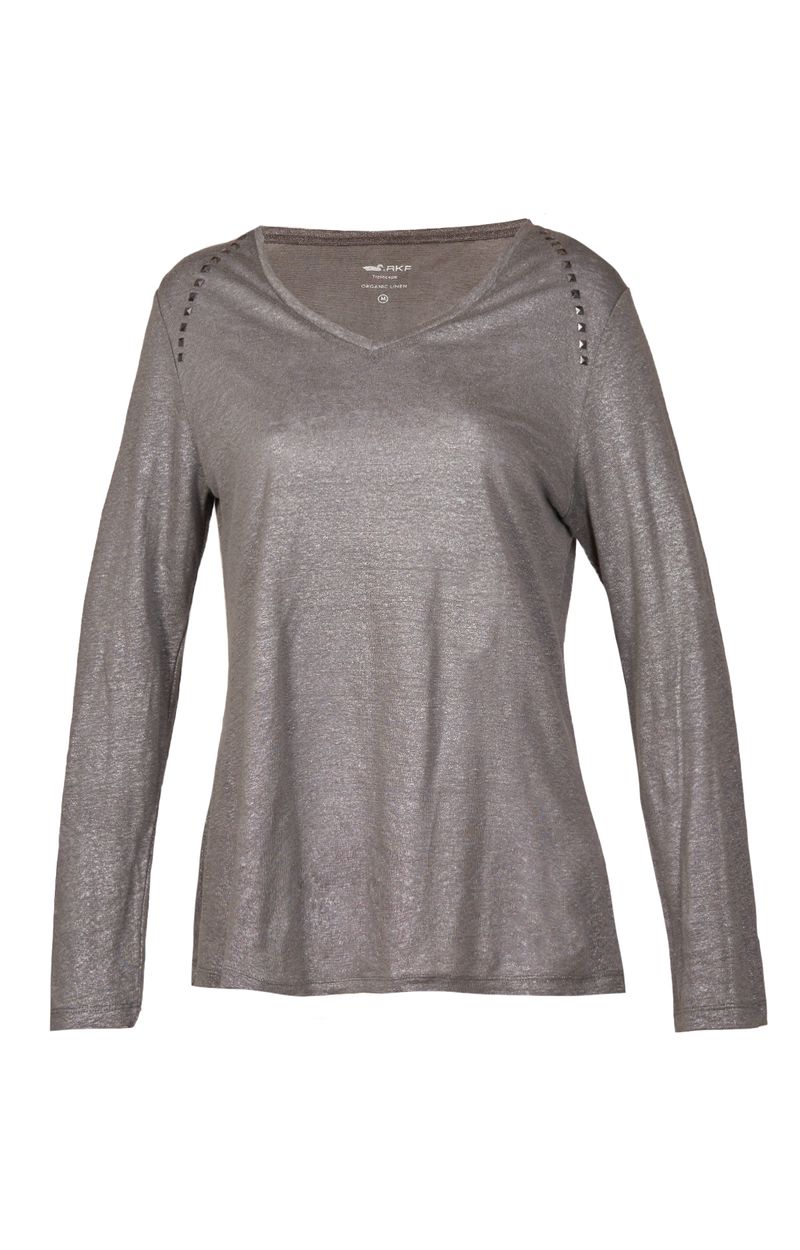 Polera Lino Orgánico Mujer Emily Gris Rockford