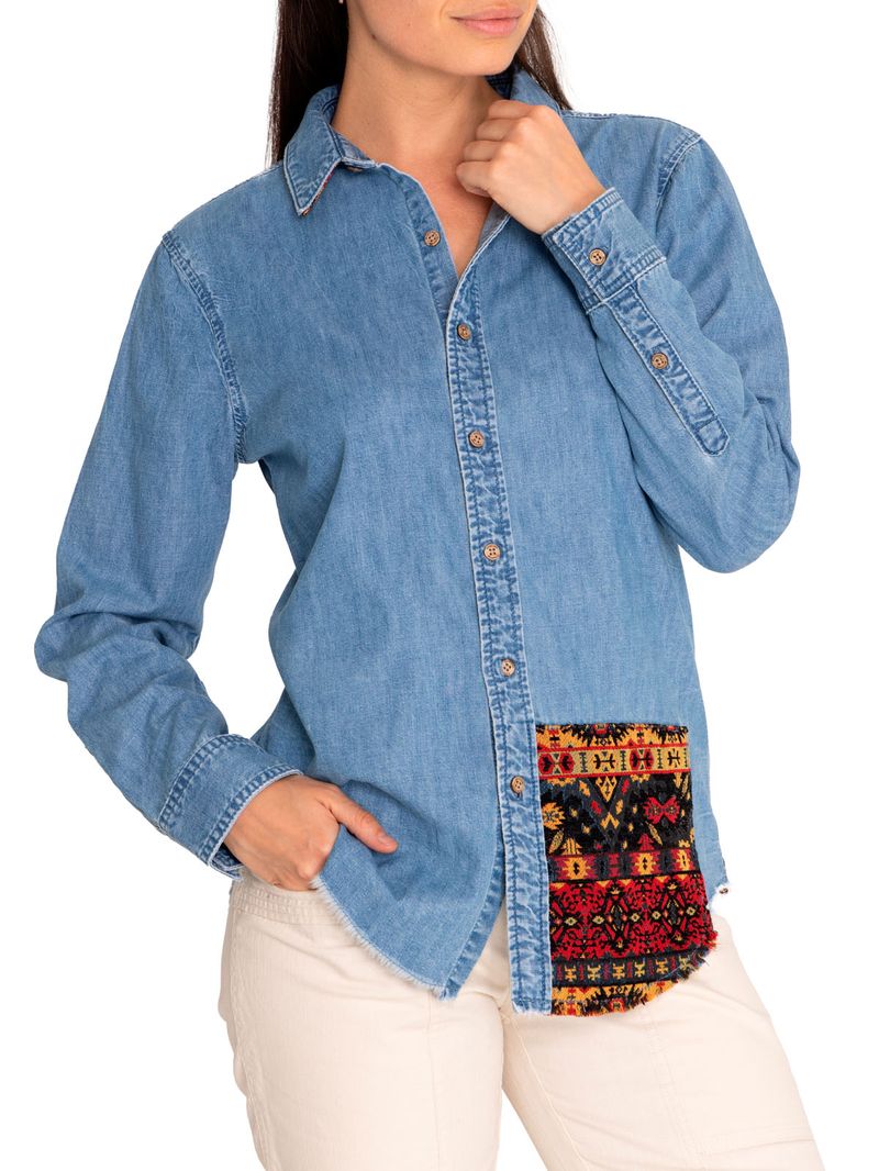 Blusa Algodón Orgánico Mujer Cali Azul Rockford
