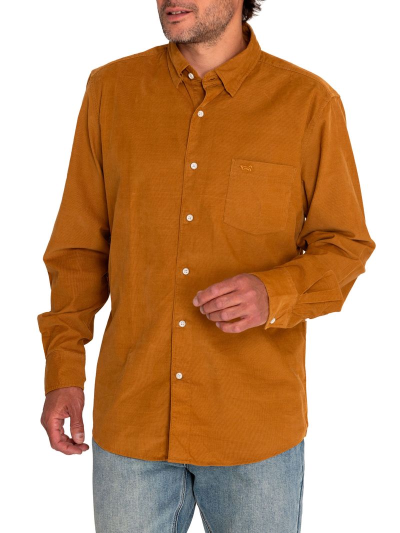 Camisa-Algodon-Organico-Hombre-Corduroy-Cafe-Rockford